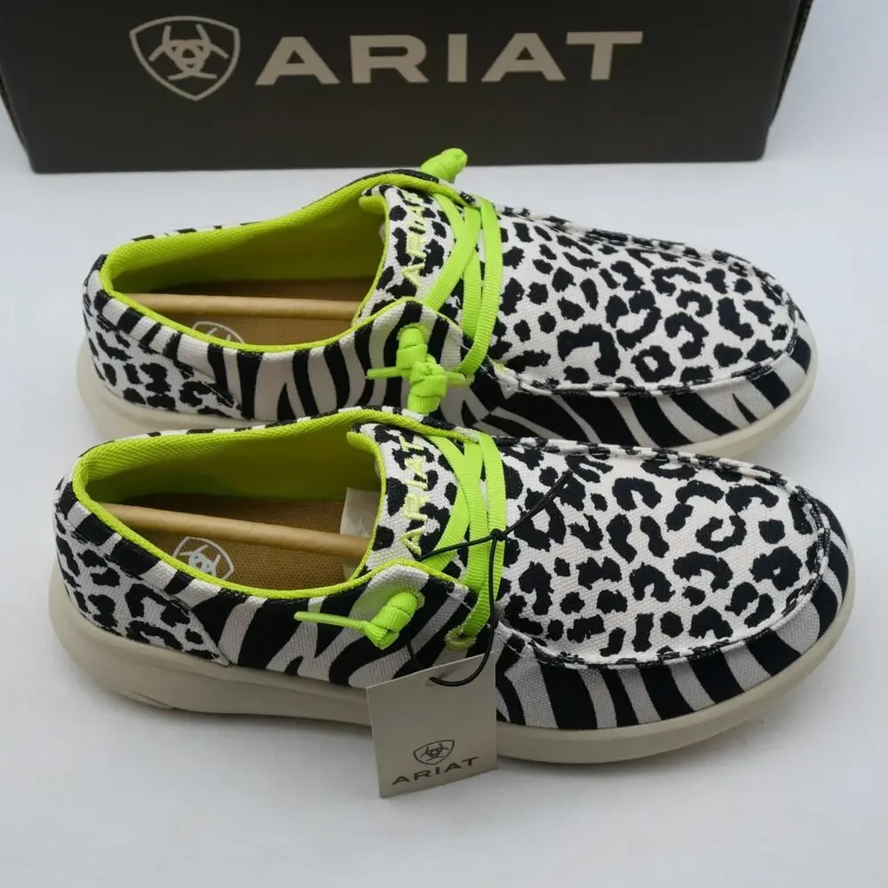 NEW Ariat Women's 6.5 Hilo Mocs Black White Animal Slip On Shoes - Picture 7 of 12